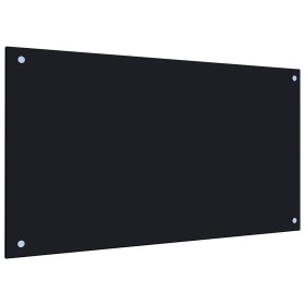 Splash protection for kitchen in black tempered glass 90x50 cm by vidaXL, Kitchen tools and utensils - Ref: Foro24-249488, Pr...