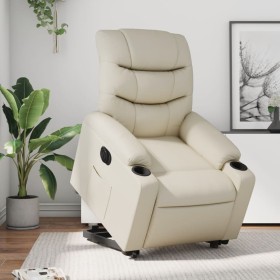 Sillón reclinable elevable eléctrico de cuero sintético crema de , Sillones - Ref: Foro24-3206614, Precio: 315,99 €, Descuent...