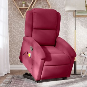 Sillón reclinable de masaje elevable terciopelo rojo tinto de , Sillones - Ref: Foro24-3204316, Precio: 287,99 €, Descuento: %