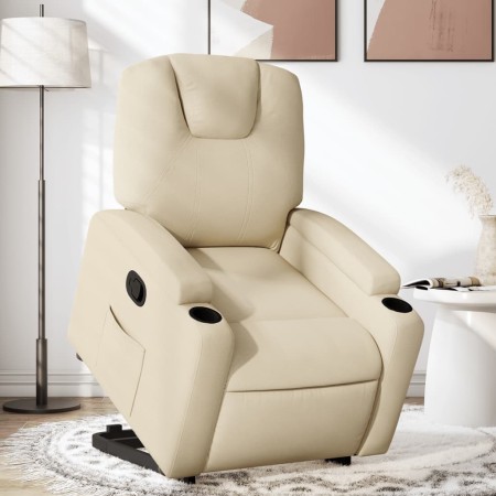 Sillón reclinable elevable de tela color crema de , Sillones - Ref: Foro24-3204377, Precio: 276,73 €, Descuento: %