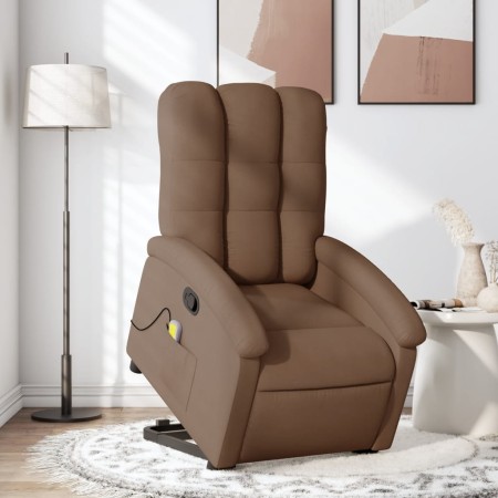 Reclining massage chair with brown fabric footrest by , Armchairs - Ref: Foro24-3204108, Price: 278,99 €, Discount: %