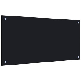 Protección salpicaduras cocina vidrio templado negro 80x40 cm de vidaXL, Herramientas y utensilios de cocina - Ref: Foro24-24...