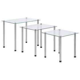 Stackable tables 3 units transparent tempered glass by vidaXL, Side tables - Ref: Foro24-249528, Price: 47,65 €, Discount: %