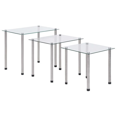 Stackable tables 3 units transparent tempered glass by vidaXL, Side tables - Ref: Foro24-249528, Price: 47,65 €, Discount: %