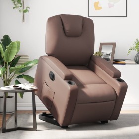 Sillón reclinable elevable eléctrico de cuero sintético marrón de , Sillones - Ref: Foro24-3204446, Precio: 344,99 €, Descuen...