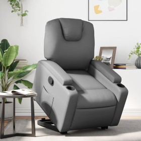 Sillón reclinable elevable cuero artificial gris de , Sillones - Ref: Foro24-3204433, Precio: 282,49 €, Descuento: %