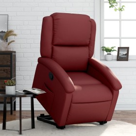 Sillón reclinable elevable cuero artificial rojo tinto de , Sillones - Ref: Foro24-3204230, Precio: 331,99 €, Descuento: %