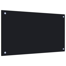 Protección salpicaduras cocina vidrio templado negro 70x40 cm de vidaXL, Herramientas y utensilios de cocina - Ref: Foro24-24...