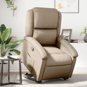 Sillón reclinable elevable cuero artificial color capuchino de , Sillones - Ref: Foro24-3204232, Precio: 325,60 €, Descuento: %