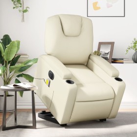 Sillón de masaje elevable eléctrico cuero sintético crema de , Sillones - Ref: Foro24-3204452, Precio: 327,35 €, Descuento: %