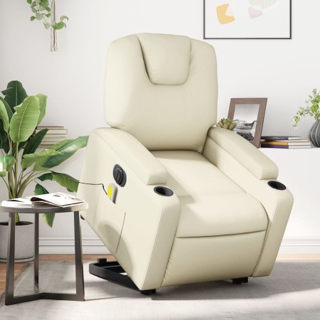 Electric lift massage armchair in synthetic cream leather by , Armchairs - Ref: Foro24-3204452, Price: 319,40 €, Discount: %