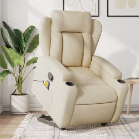 Cream-colored fabric reclining massage chair by , Armchairs - Ref: Foro24-3204503, Price: 299,33 €, Discount: %