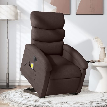 Electric reclining and lift massage armchair in dark brown fabric. by , Armchairs - Ref: Foro24-3204019, Price: 334,00 €, Dis...