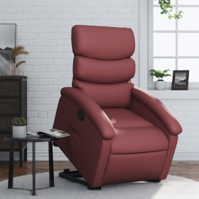 Sillón reclinable elevable cuero artificial rojo tinto de , Sillones - Ref: Foro24-3204044, Precio: 281,99 €, Descuento: %