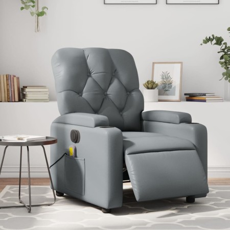 Reclining electric massage armchair in gray synthetic leather by , Armchairs - Ref: Foro24-3204768, Price: 263,18 €, Discount: %