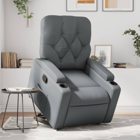 Sillón reclinable elevable cuero artificial gris de , Sillones - Ref: Foro24-3204775, Precio: 283,37 €, Descuento: %