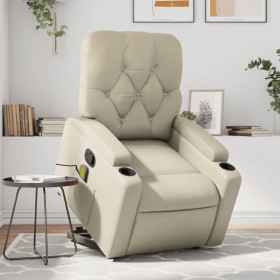 Sillón reclinable de masaje de pie cuero artificial color crema de , Sillones - Ref: Foro24-3204780, Precio: 301,85 €, Descue...