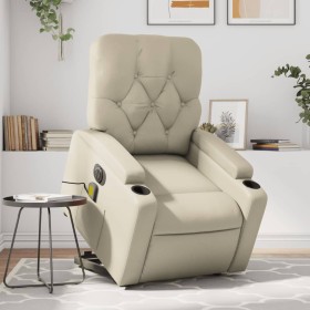 Electric lift massage armchair in synthetic cream leather by , Armchairs - Ref: Foro24-3204794, Price: 340,34 €, Discount: %