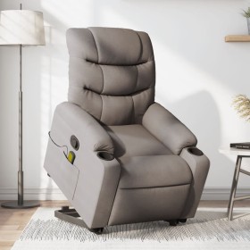 Liftable massage recliner taupe gray fabric by , Armchairs - Ref: Foro24-3206661, Price: 379,99 €, Discount: %