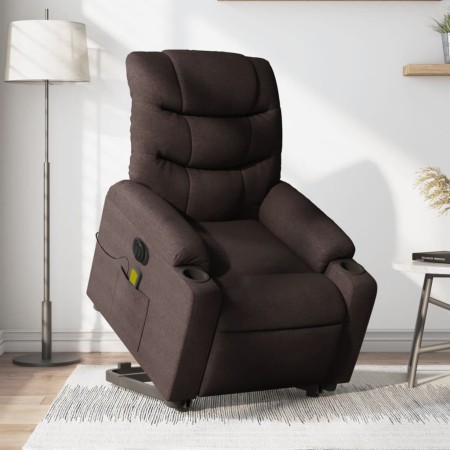 Electric reclining and lift massage armchair in dark brown fabric. by , Armchairs - Ref: Foro24-3206677, Price: 335,93 €, Dis...