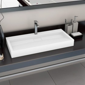 Lavabo 100x46x11 cm resina mineral/mármol blanco de vidaXL, Lavabos - Ref: Foro24-144066, Precio: 230,43 €, Descuento: %