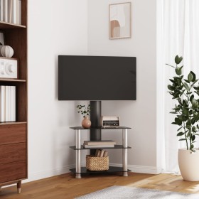 Corner TV stand with 3 levels for 32-70 inch TVs, black and silver. by , TV Furniture - Ref: Foro24-358173, Price: 96,38 €, D...