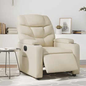 Sillón reclinable eléctrico de cuero sintético crema de , Sillones - Ref: Foro24-3204645, Precio: 257,99 €, Descuento: %