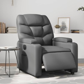 Sillón reclinable eléctrico de cuero sintético gris de , Sillones - Ref: Foro24-3204647, Precio: 271,99 €, Descuento: %