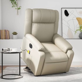 Electric lift massage armchair in synthetic cream leather by , Armchairs - Ref: Foro24-3205172, Price: 343,53 €, Discount: %