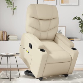 Cream-colored artificial leather foot massage recliner by , Armchairs - Ref: Foro24-3204666, Price: 305,99 €, Discount: %