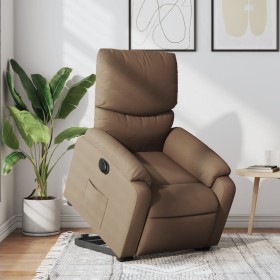 Electric reclining and lift fabric armchair in brown. by , Armchairs - Ref: Foro24-3204852, Price: 343,99 €, Discount: %