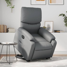 Sillón reclinable elevable eléctrico de cuero sintético gris de , Sillones - Ref: Foro24-3204903, Precio: 307,99 €, Descuento: %