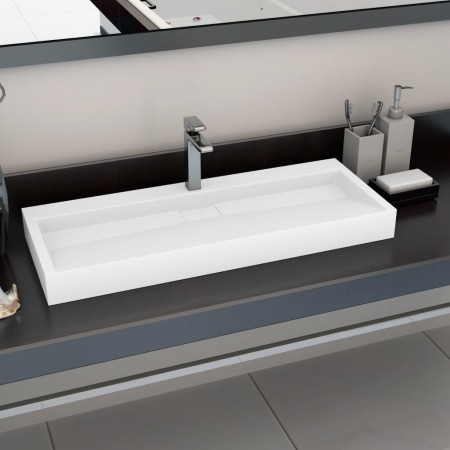 Lavabo 120x46x11 cm resina mineral/mármol blanco de vidaXL, Lavabos - Ref: Foro24-144067, Precio: 269,58 €, Descuento: %