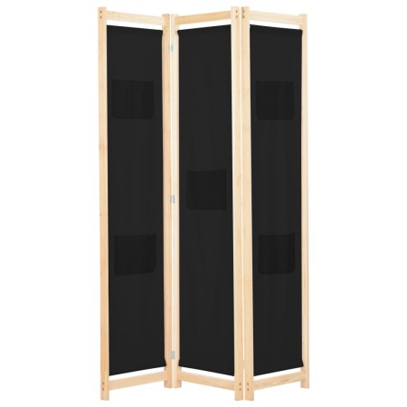 Biombo divisor 3 paneles de tela negro 120x170x4 cm de vidaXL, Divisores de ambientes - Ref: Foro24-248183, Precio: 55,67 €, ...