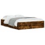 Cama con cajones madera de ingeniería roble ahumado 120x200 cm de , Camas y somieres - Ref: Foro24-3207284, Precio: 183,61 €,...