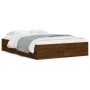 Oak brown engineered wood bed with drawers 120x200 cm by , Beds and slatted bases - Ref: Foro24-3207286, Price: 207,66 €, Dis...