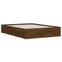 Oak brown engineered wood bed with drawers 120x200 cm by , Beds and slatted bases - Ref: Foro24-3207286, Price: 207,66 €, Dis...