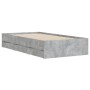 Concrete gray engineered wood bed with drawers 100x200 cm by , Beds and slatted bases - Ref: Foro24-3207290, Price: 145,38 €,...