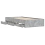 Concrete gray engineered wood bed with drawers 100x200 cm by , Beds and slatted bases - Ref: Foro24-3207290, Price: 145,38 €,...