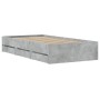 Concrete gray engineered wood bed with drawers 100x200 cm by , Beds and slatted bases - Ref: Foro24-3207290, Price: 145,38 €,...