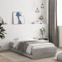 Sonoma gray engineered wood bed with drawers 100x200 cm by , Beds and slatted bases - Ref: Foro24-3207292, Price: 149,94 €, D...