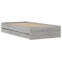 Sonoma gray engineered wood bed with drawers 100x200 cm by , Beds and slatted bases - Ref: Foro24-3207292, Price: 149,94 €, D...