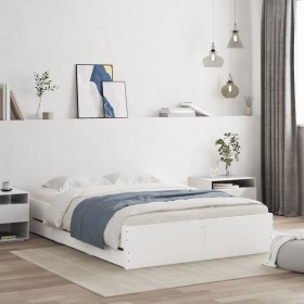 White engineered wood bed with drawers 120x190 cm by , Beds and slatted bases - Ref: Foro24-3207315, Price: 224,15 €, Discoun...