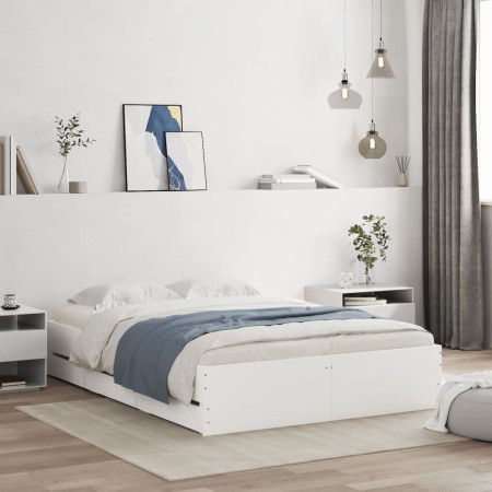 White engineered wood bed with drawers 120x190 cm by , Beds and slatted bases - Ref: Foro24-3207315, Price: 226,10 €, Discoun...