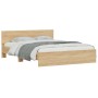 Sonoma oak bed frame with headboard 140x200 cm by , Beds and slatted bases - Ref: Foro24-3207485, Price: 143,99 €, Discount: %