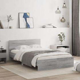 Sonoma gray bed frame with headboard 120x190 cm by , Beds and slatted bases - Ref: Foro24-3207516, Price: 162,91 €, Discount: %