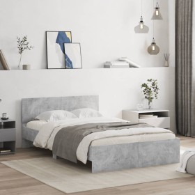 Estructura de cama con cabecero gris hormigón 120x190 cm de , Camas y somieres - Ref: Foro24-3207514, Precio: 161,47 €, Descu...