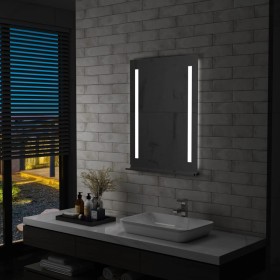 Espejo de pared de baño con LED y estante 60x80 cm de vidaXL, Espejos - Ref: Foro24-144715, Precio: 128,99 €, Descuento: %