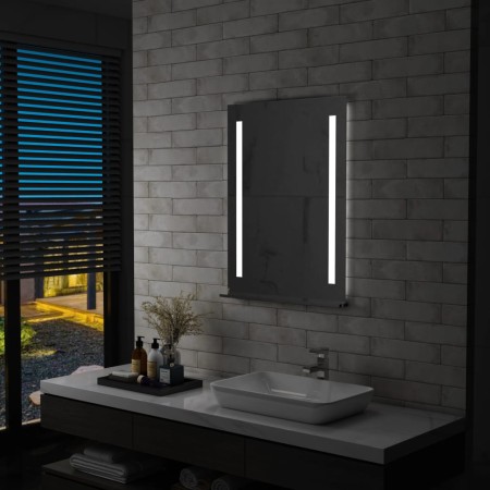 Bathroom wall mirror with LED and shelf 60x80 cm by vidaXL, Mirrors - Ref: Foro24-144715, Price: 129,82 €, Discount: %