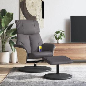 Reclining massage armchair with footrest in gray synthetic leather by , Armchairs - Ref: Foro24-356639, Price: 191,99 €, Disc...